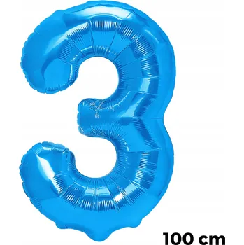 Balónek Fóliový balónek ČÍSLICE ČÍSLICE 3 MODRÁ na narozeninovou oslavu 100 cm