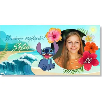 Party dekorace Personal Narozeninový banner s fotkou – Lilo a Stitch Rozměr banner: 130 x 65 cm