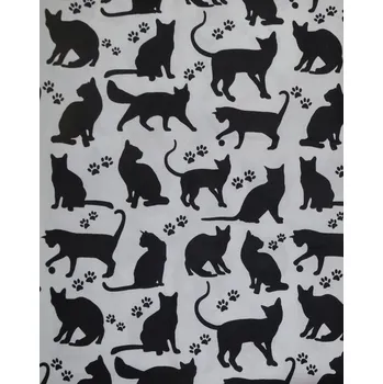 Bavlněná česká látka šíře 160cm - černá kočka na bílé (50cm)