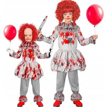 Karnevalový kostým KOSTÝM HOROROVÝ KLAUN PRO DĚTI PŘEVLEK KARNEVAL HALLOWEEN VELIKOST 140