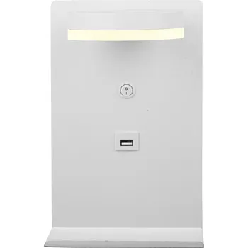 Nástěnné svítidlo Nástěnné LED svítidlo Compact bílé s USB nabíječkou moderní do ložnice a obývacího pokoje CANDELLUX