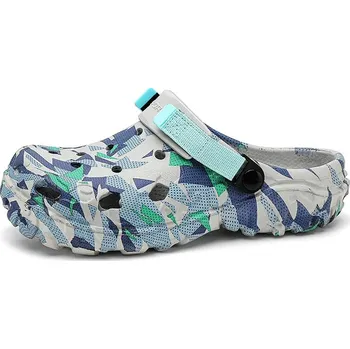 Dámské sandále Pánské zahradní pantofle s maskáčovým designem Velikost: 47, Barva (Varianta): 577 gray blue