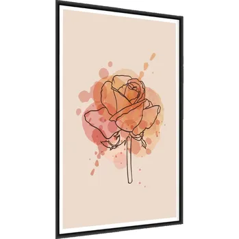 Obraz Plakát v Rámu Růže Styl LINE ART Akvarel 60x80