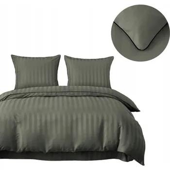 Povlečení Povlečení 160x200 šedé Damašek pruhy s lemováním klasická tlustá