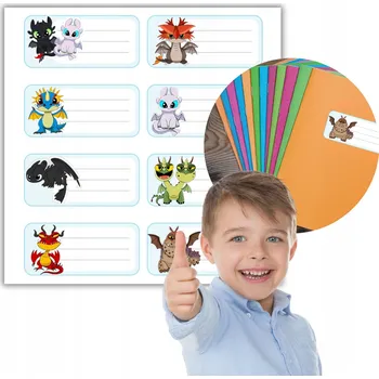 samolepka Samolepky na sešity 8 kusů JAK VYCVIČIT DRAKA motiv z pohádky ARCH