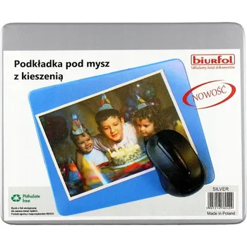 Podložka pod myš BIURFOL Podložka pod myš s kapsou, stříbrná KPM-01-01