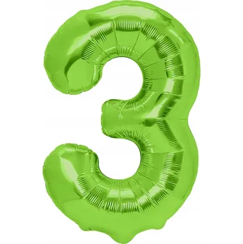 Balónek Id_2339_3zie FÓLIOVÝ BALÓNEK ČÍSLICE 3 ZELENÝ 100 cm ZELENÁ TROJKA BALÓNKY