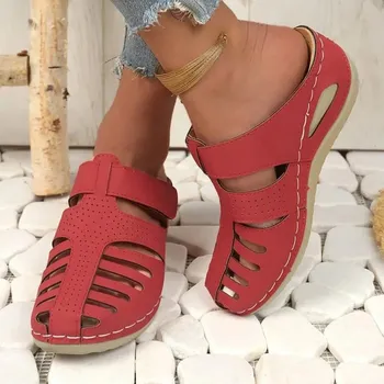 Dámské sandále Dámské ortopedické sandály s otevřenou špičkou Barva: Červená, Velikost: 37