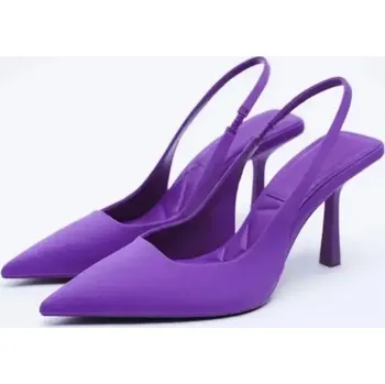 Dámské lodičky Dámské sandály s páskem na patě a tenkým podpatkem Barva: Fialová, Velikost: 37