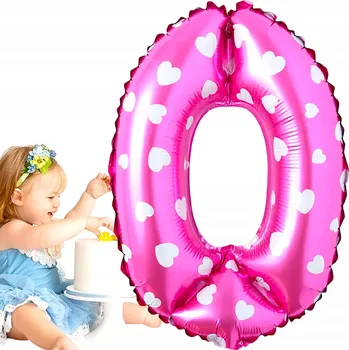 Balónek Fóliový balónek ČÍSLICE 0 Nula Růžový Narozeniny 40 cm