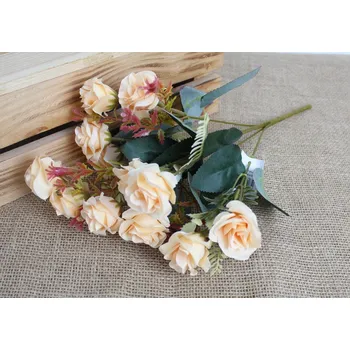 umělá květina Kytice RŮŽE drobná 30cm broskvová