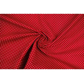 Bavlněné plátno puntík bílý na červené