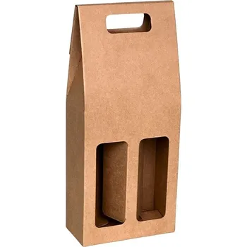 Dárková krabice na víno hnědá 170x85x395 mm na 2 láhve vína