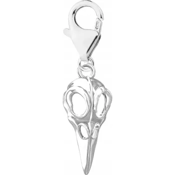 Přívěsek Stříbrný přívěsek s lebkou, kostra, hlava ptáka, havran STŘÍBRO 925