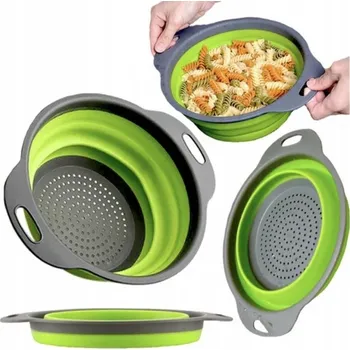 Cedník a síto SILIKONOVÝ SKLÁDACÍ KUCHYŇSKÝ CEDNÍK S MADLY