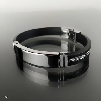 Náramek Pánský náramek z oceli a pryže č. 576