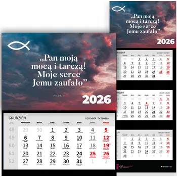 Kalendář TRÍDÍLNÝ NÁSTĚNNÝ KALENDÁŘ 2026 - CITÁT Z BIBLE - RELIGIOZNÍ MOTIV - PÁN (VZOR)