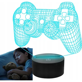 Lampička NOČNÍ LAMPA 3D LED RGB DOTYKOVÁ: USB/ BATERIE + DÁLKOVÉ OVLÁDÁNÍ PRO HRÁČE S EFEKTY.
