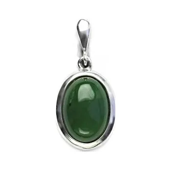 Přívěsek Zlatý přívěsek, bílé i žluté zlato ,přírodní nefrit - P 1454/22 (nefrit 14x10 mm)