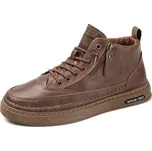 Zimní pánské kotníkové boty s koženým svrškem Barva: Hnědá, Velikost: 42