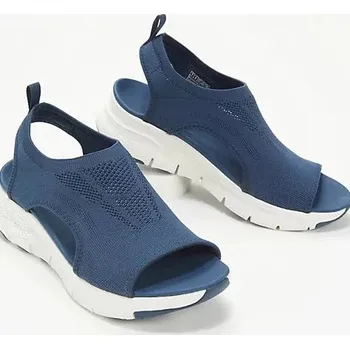 Dámské sandále Dámské sandály na platformě pro volný čas a pláž Barva: Modrá, Velikost: 44