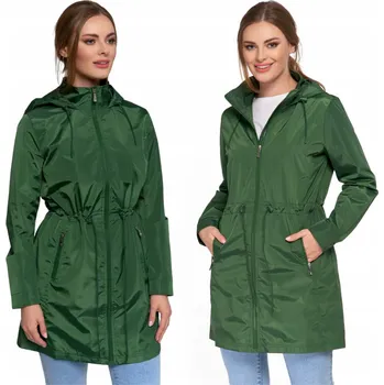 Podprsenka DÁMSKÁ PŘECHODNÁ PARKA TENKÁ BUNDA S KAPUCÍ MORAJ BEZ VZORU ZELENÁ M