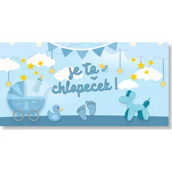 Personal Personalizovaný banner s fotkou - Baby Shower / Boy Rozměr banner: 130 x 65 cm