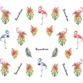 Samolepky na nehty s akvarelovými vzory a barevnými Plameňáci YZW-3026