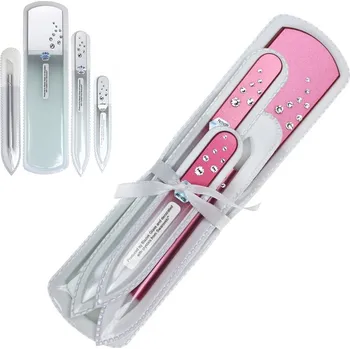 Crystal Bohemia, Poděbrady Dárková sada 4-dílná - pilníky na nehty a na paty s křišťály Swarovski - růžová