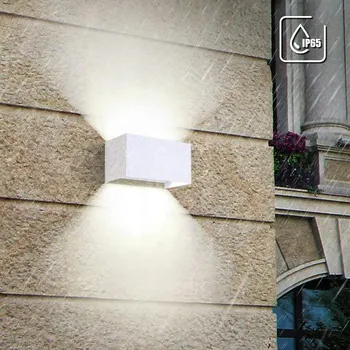 Nástěnné svítidlo 24W LED venkovní nástěnné svítidlo Bílé ČTVERCOVÉ NAHORU A DOLŮ nástěnné světlo