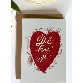Be Nice EKO Přání Děkuji Srdce - červené