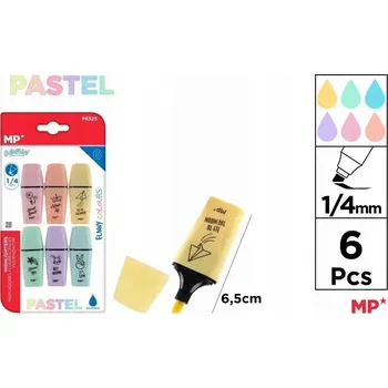 Permanentní popisovač vícebarevný MP pastelové fixy zvýrazňovače pro děti do 6 ks
