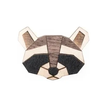 Brož Dřevěná brož Raccoon Brooch s praktickým zapínáním a možnosti výměny či vrácení do 30 dnů zdarma - BR13