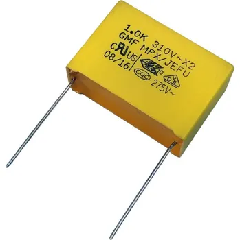 Kondenzátor Kondenzátor fóliový 1.0uF / 275V AC X2 MPX, ±10%, polypropylen ( 105, 105J, 1000nf ) RM= 27.5mm