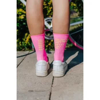 Kolo je láska Dlouhé ponožky na kolo Kolo je Láska Bad day, růžová - S (37 - 41)