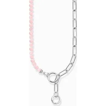 Řetízek Thomas Sabo KE2193-035-9-L47V Silver necklace with link chain elements and pink beads