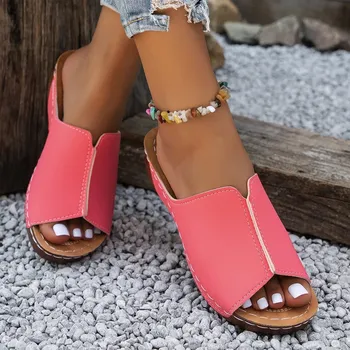 Dámské sandále Dámské kožené sandály s ortopedickou stélkou Barva: Růžová, Velikost: 43