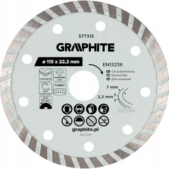 Řezný kotouč DIAMANTOVÝ ŘEZNÝ KOTOUČ 115 mm TURBO SEGMENTOVÝ pro suché řezání GRAPHITE