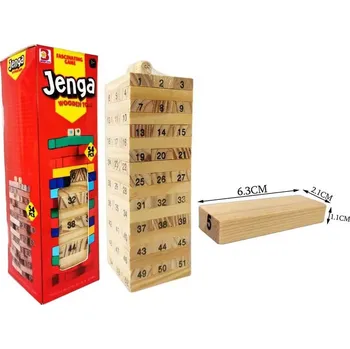 Dřevěná hračka Věž dřevěná s čísly 54 dílků 6,3x6,3x20 cm, Český obal