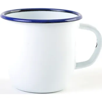 OLYMP Olymp, smaltovaný kónický hrnek bílý 7 cm, 0,25 l (211/01b) s modrým lemem