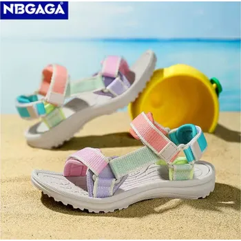 Dětská sportovní obuv Dívčí sportovní sandále s protiskluzovou podrážkou Barva: duhová (macarons), Velikost EUR: 35