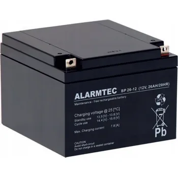 Záložní baterie AKUMULÁTOR BATERIE AGM BEZÚDRŽBOVÁ ALARMTEC BP 26Ah 12V BP26 BP26-12 ALARM