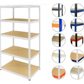 Dílenský regál Kovový regál skladový nemocniční HELIOS bílý 180x075x45 5x275kg