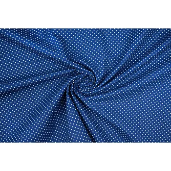 Bavlněné plátno puntík bílý na modré