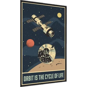 Obraz Plakát v Rámu Vesmírné Sondy Nápisy Retro 30x40