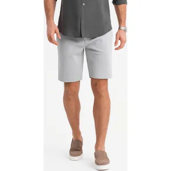 Pánské strukturované pletené šortky SLIM FIT - světle šedé V4 OM-SRCS-0169 - S