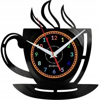 Hodiny KÁVA HODINY NÁSTĚNNÉ DEKORATIVNÍ MODERNÍ VINYLOVÁ DESKA VINYL EV