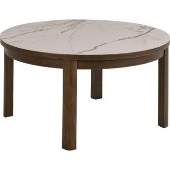 Konferenční stolek Béžový/tmavě hnědý kulatý konferenční stolek s keramickou deskou ø 90 cm Southampton – Actona ID_1795140