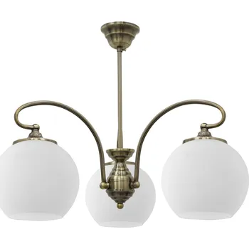 Závěsné svítidlo Orbit klasické bílé a měděné 3bodové do obýváku a jídelny