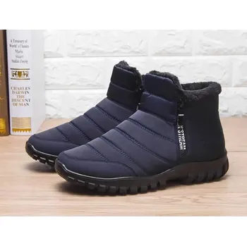 Pánská zimní obuv Zateplené kotníkové boty s bočním zipem do zimy Barva: Modrá, Velikost: 44